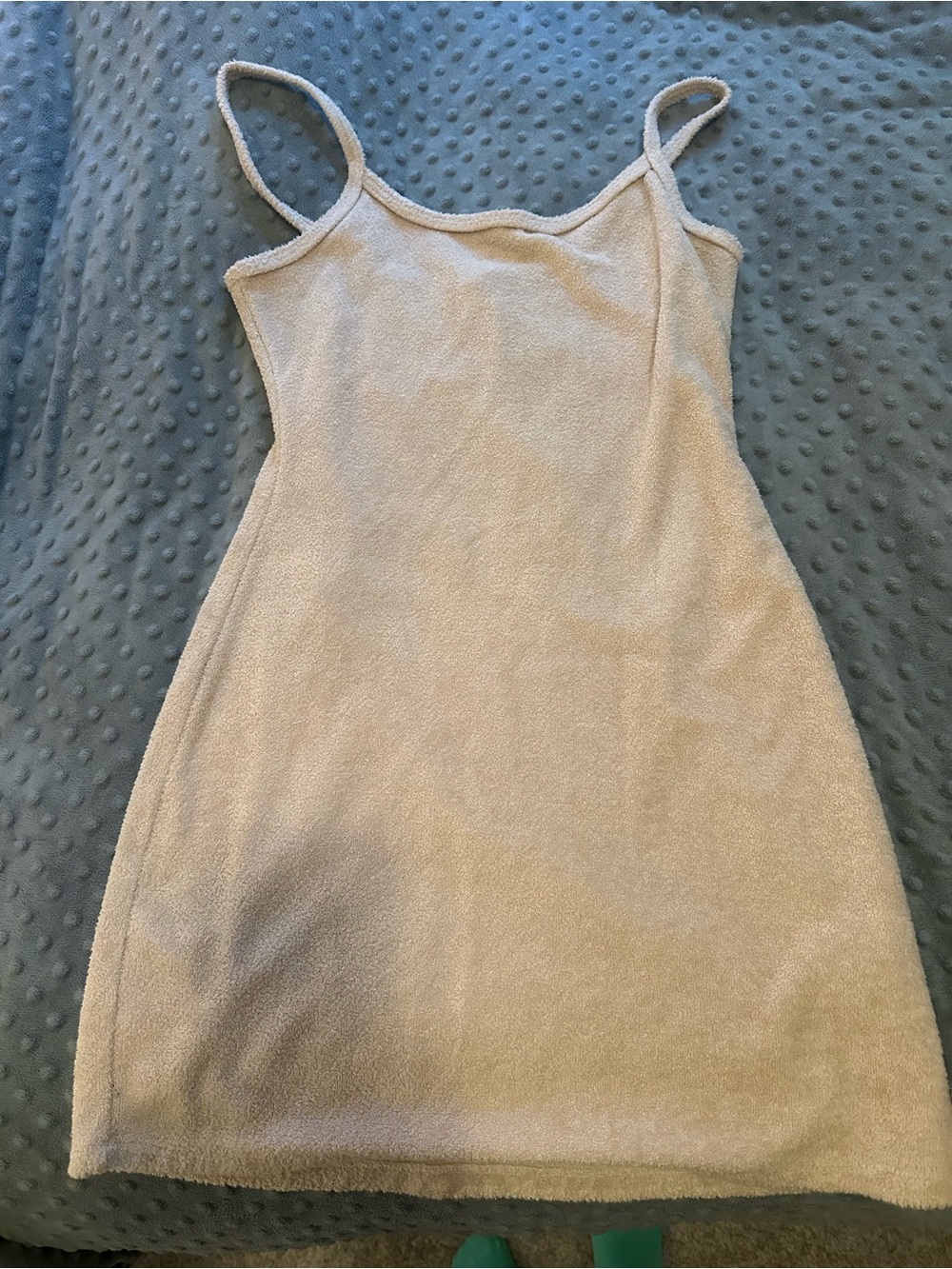 Abercrombie & Fitch Beige Terry Spaghetti Strap Mini Dress